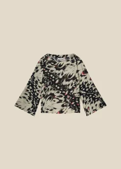Fashion Summum Abstract Butterfly Print Top Multicolor