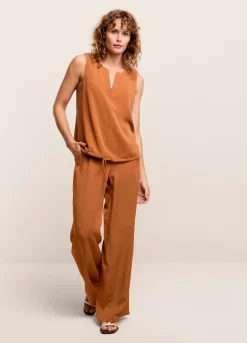 Online Summum Airy, Straight-Leg Trousers Brown