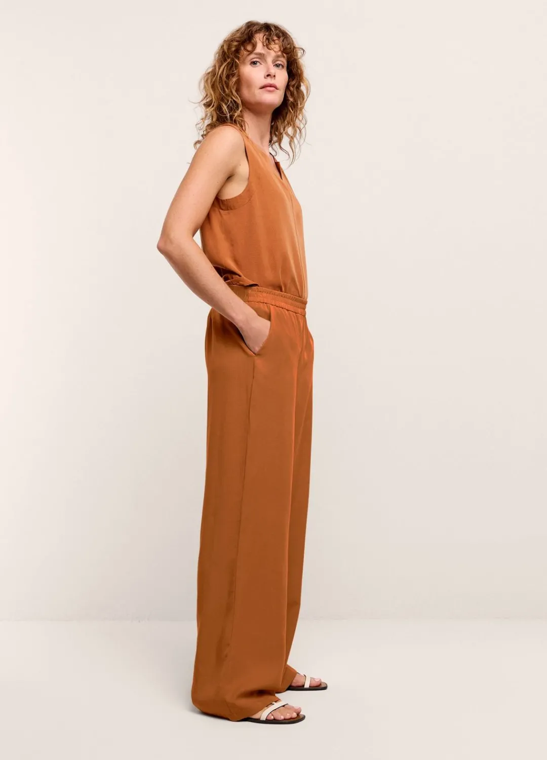 Online Summum Airy, Straight-Leg Trousers Brown
