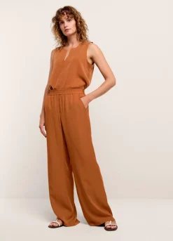 Online Summum Airy, Straight-Leg Trousers Brown
