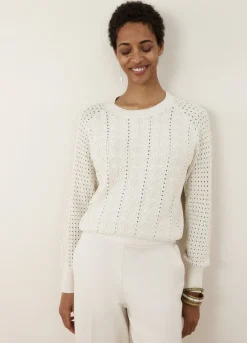 Outlet Summum Ajour-Knit Jumper Creme
