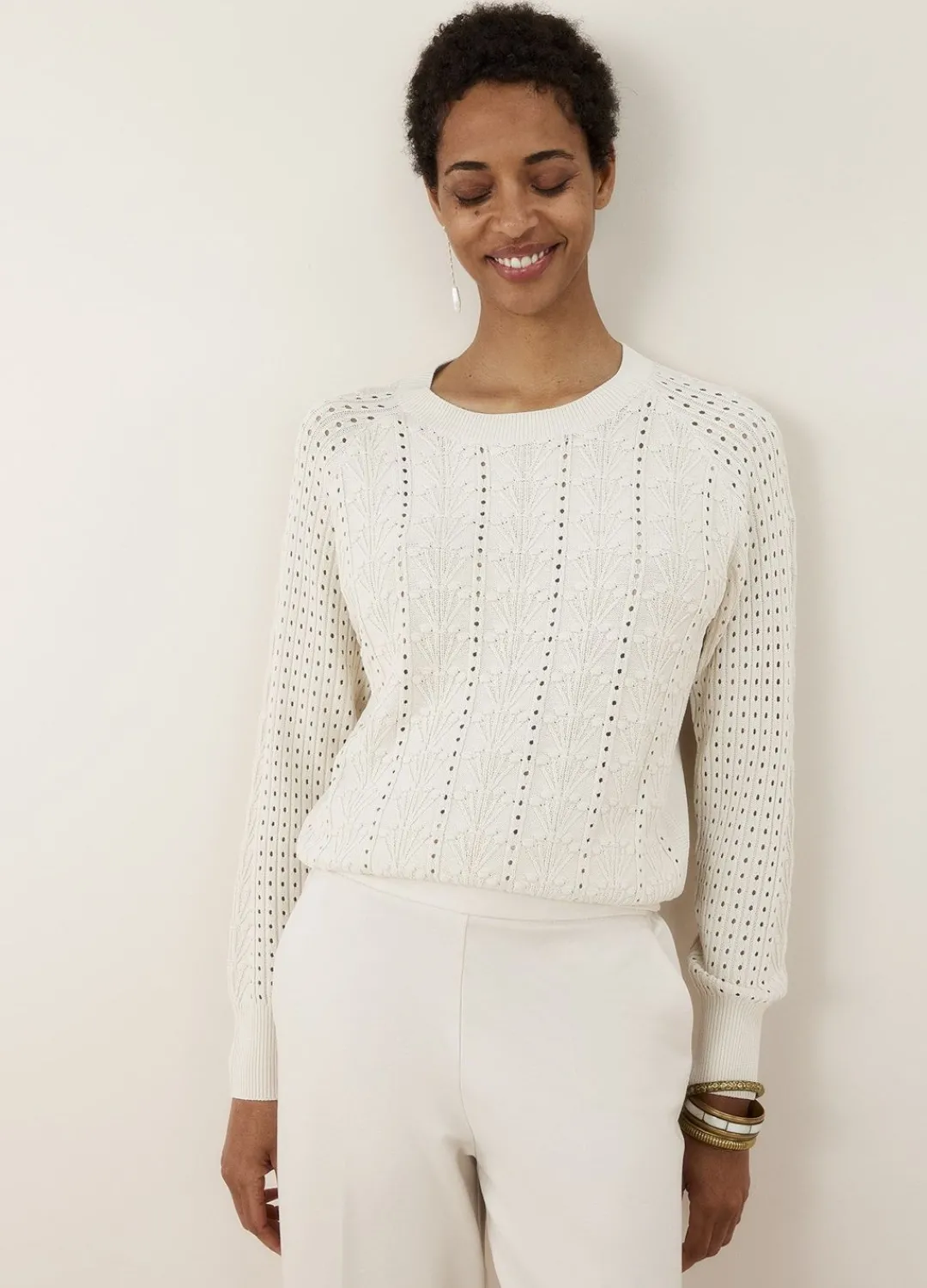 Outlet Summum Ajour-Knit Jumper Creme