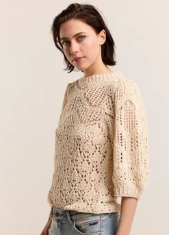 Sale Summum Ajour-Knitted Jumper Creme