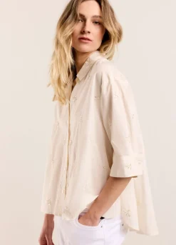 Hot Summum Blouse With Embroidered Flowers Creme