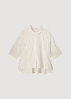 Hot Summum Blouse With Embroidered Flowers Creme
