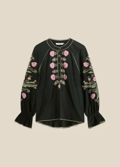 Online Summum Blouse With Floral Embroidery Black