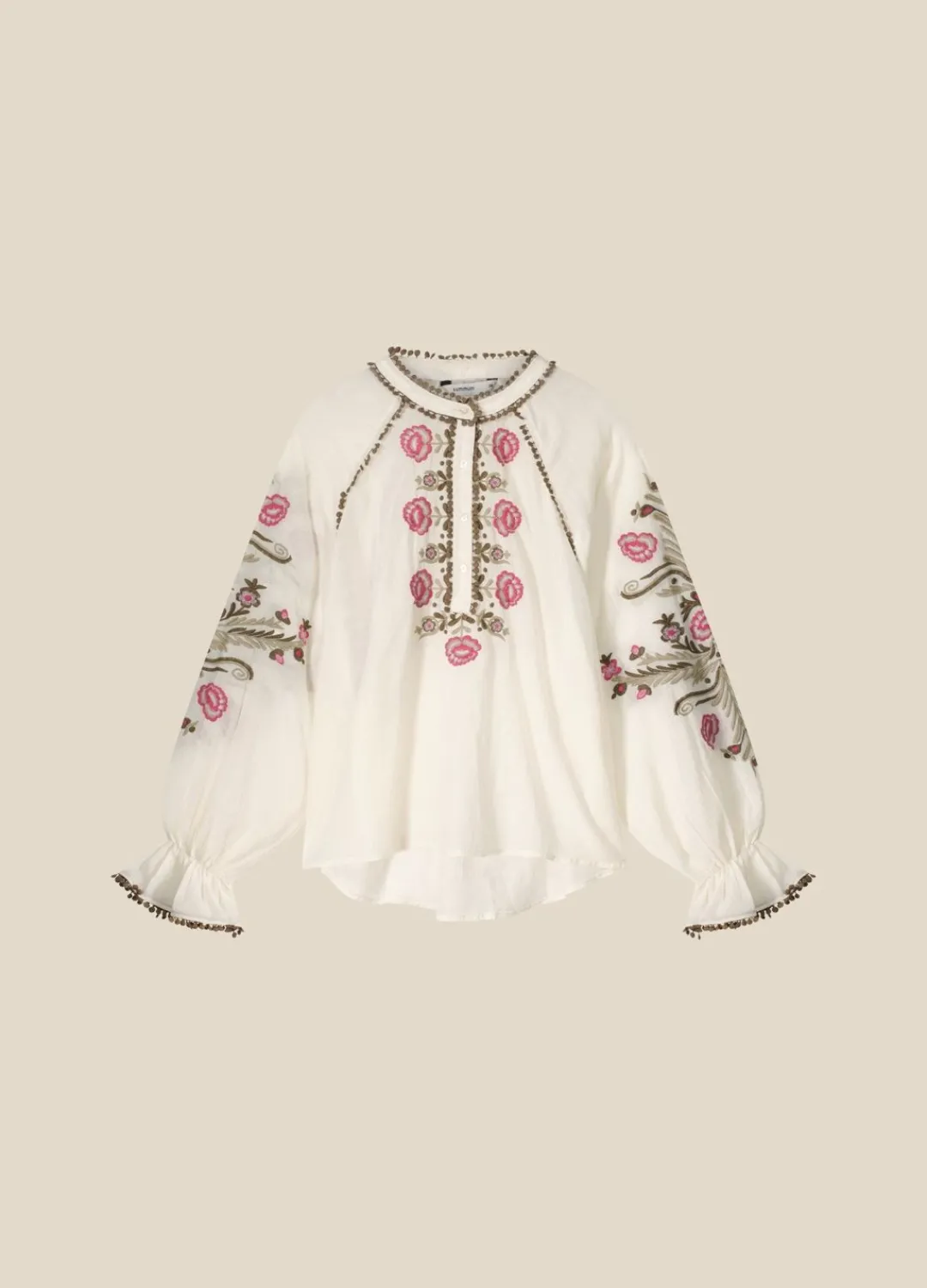 Hot Summum Blouse With Floral Embroidery Creme
