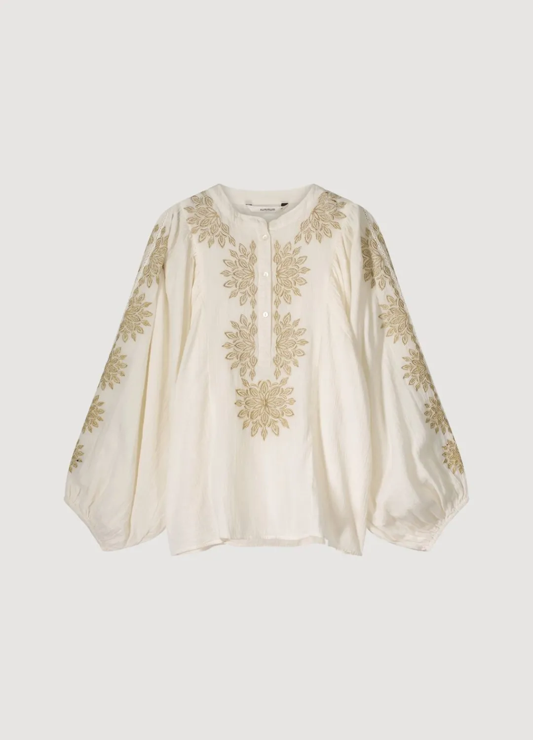 Best Summum Blouse With Gold Embroidery Creme