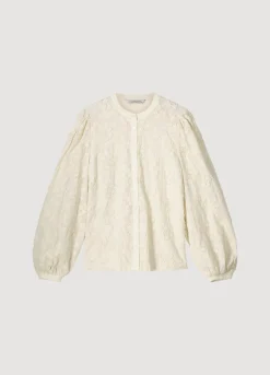 Clearance Summum Blouse With Inlaid Flowers Creme