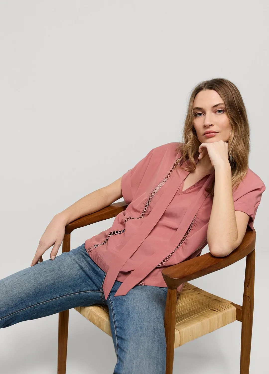 Fashion Summum Bow-Tie Top Pink
