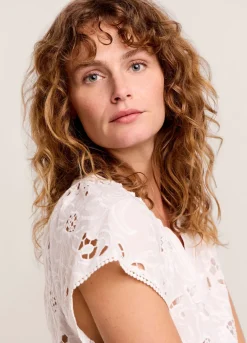 Outlet Summum Cap-Sleeved Top White