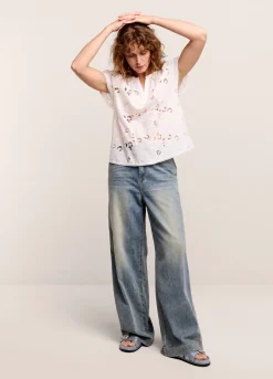 Outlet Summum Cap-Sleeved Top White
