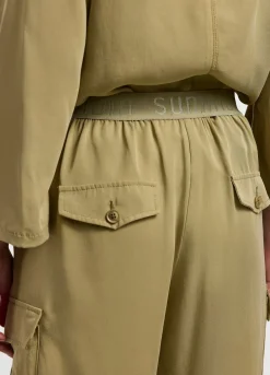 New Summum Cargo Trousers With Elasticated Waistband Green