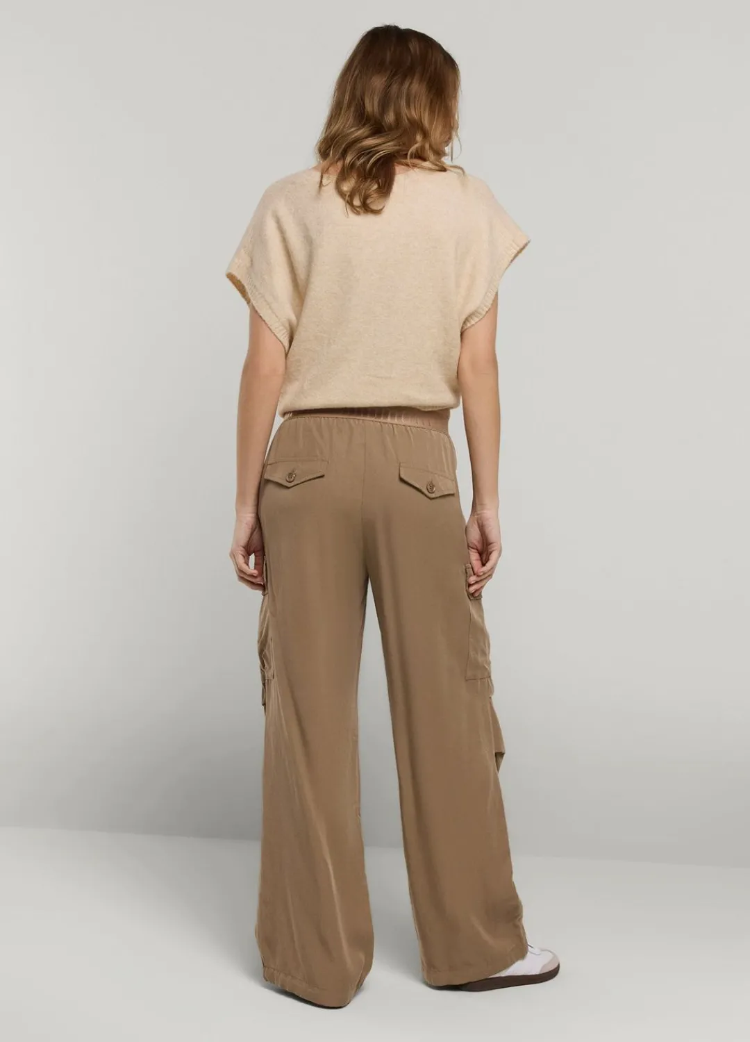 Fashion Summum Cargo Trousers With Elasticated Waistband Grey