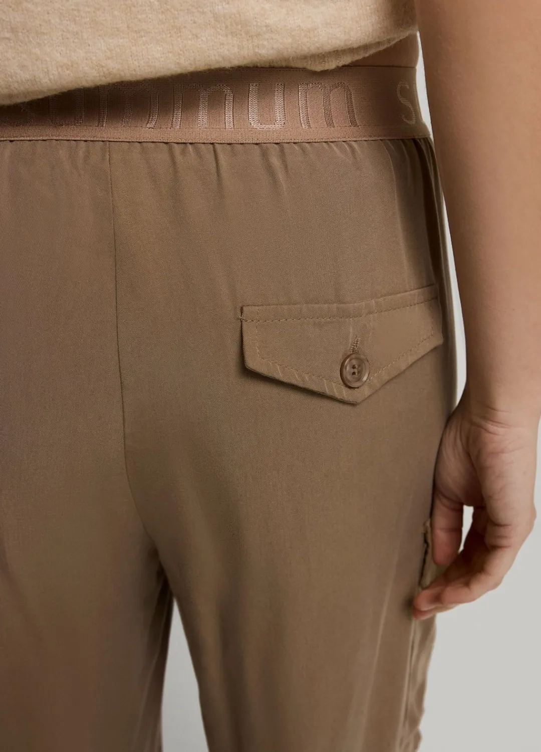 Fashion Summum Cargo Trousers With Elasticated Waistband Grey