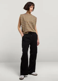 Outlet Summum Cargo Trousers With Elasticated Waistband Black