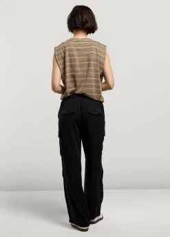 Outlet Summum Cargo Trousers With Elasticated Waistband Black