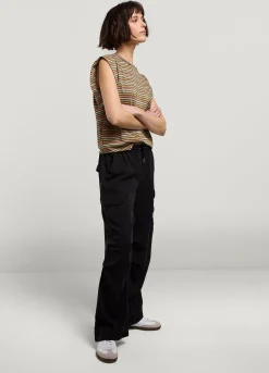 Outlet Summum Cargo Trousers With Elasticated Waistband Black
