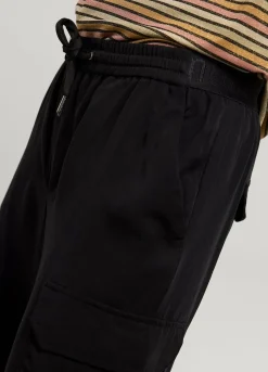 Outlet Summum Cargo Trousers With Elasticated Waistband Black