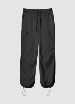 Outlet Summum Cargo Trousers With Elasticated Waistband Black
