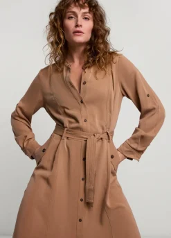 Fashion Summum Cool Button-Down Dress Brown