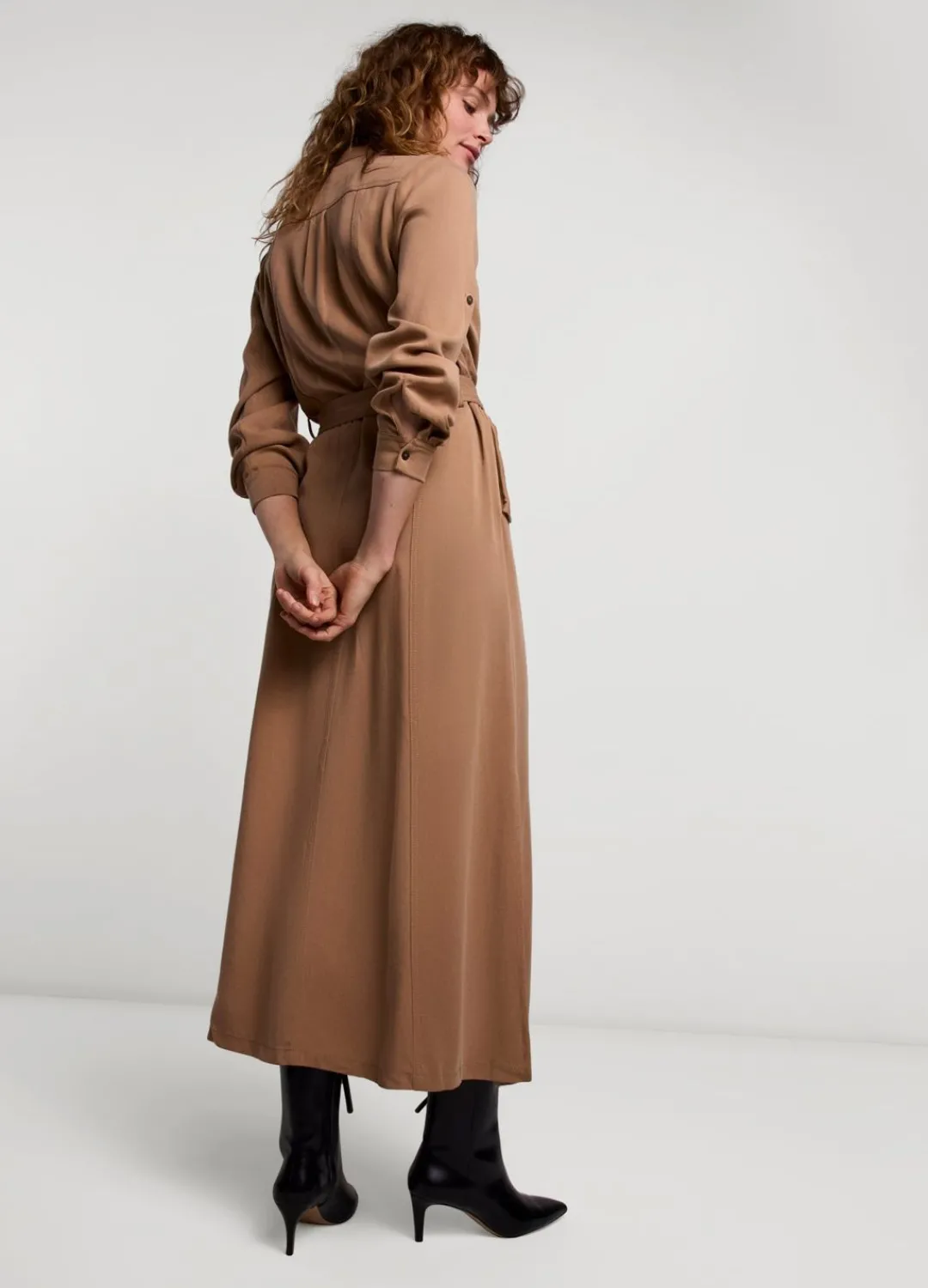 Fashion Summum Cool Button-Down Dress Brown