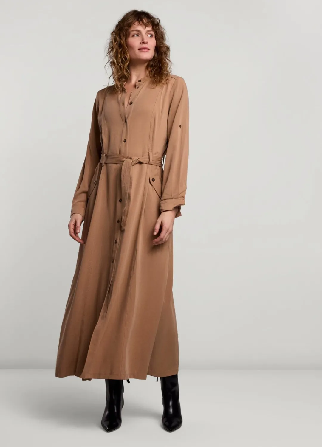 Fashion Summum Cool Button-Down Dress Brown
