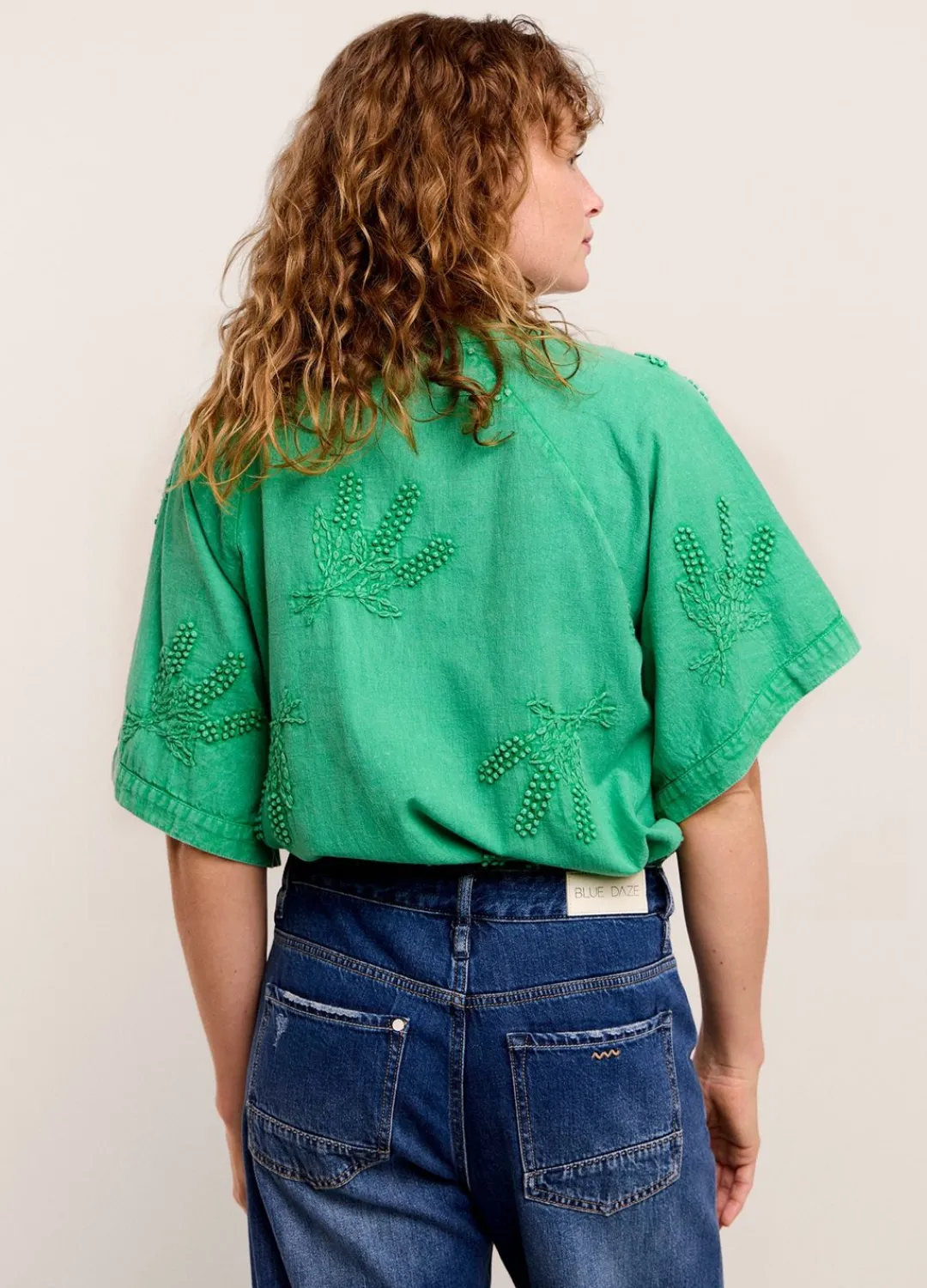 Outlet Summum Cotton-Linen Blouse Green