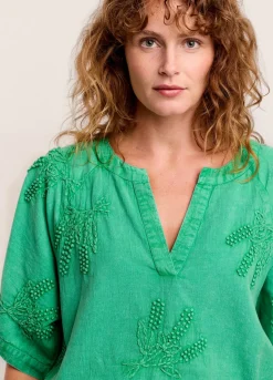 Outlet Summum Cotton-Linen Blouse Green