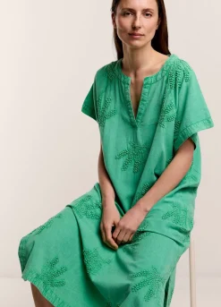 Discount Summum Cotton-Linen Dress Green