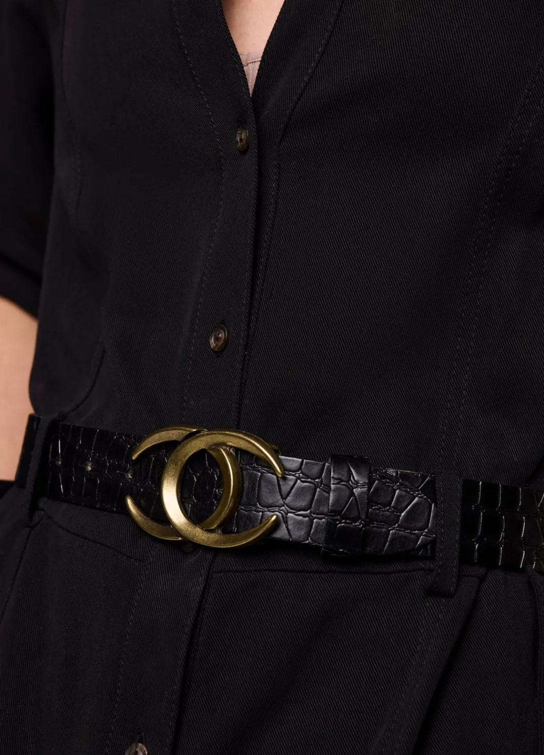 Best Summum Crocodile Effect Belt Black