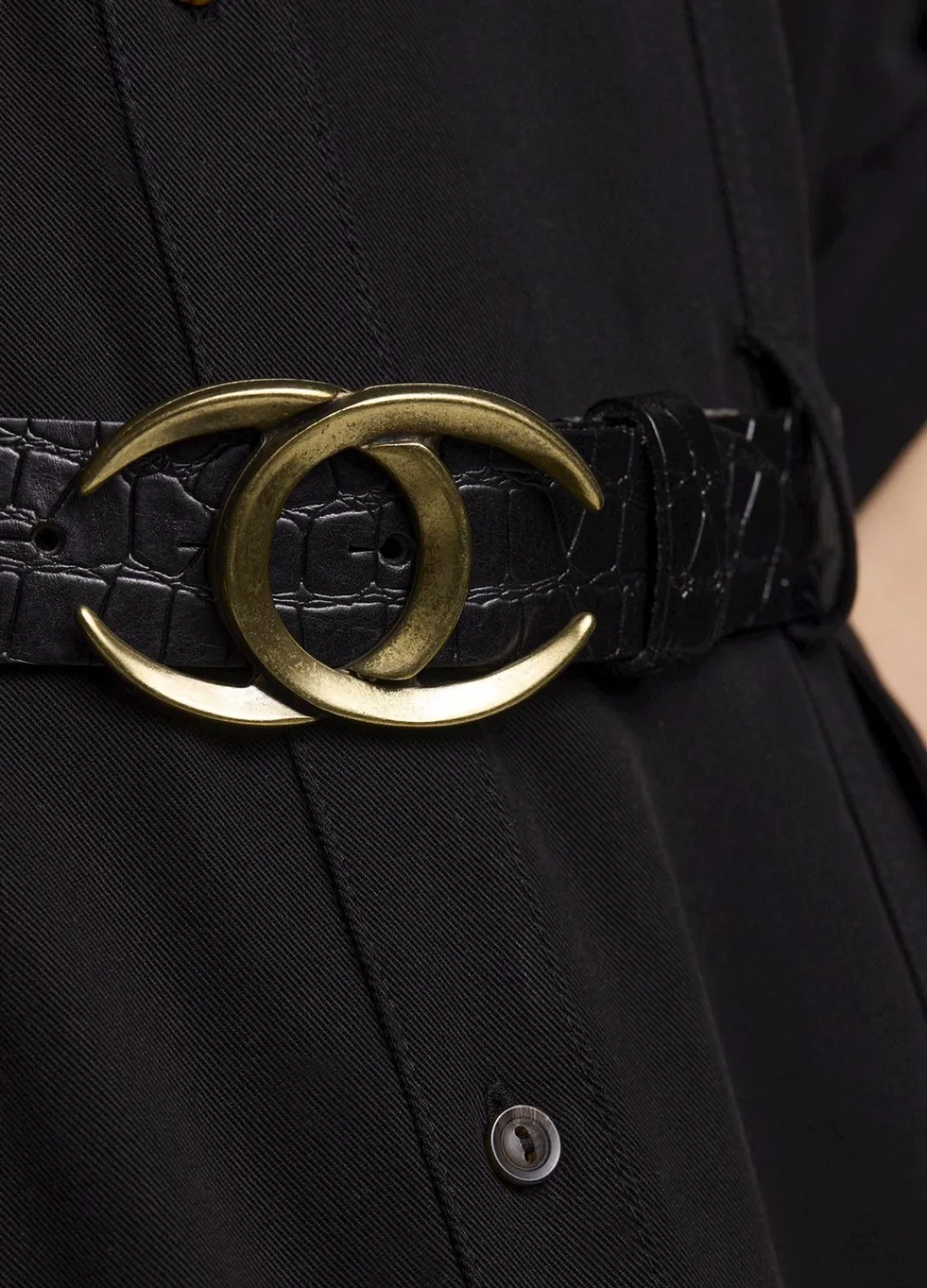 Best Summum Crocodile Effect Belt Black