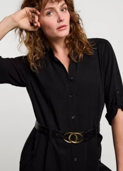 Best Summum Crocodile Effect Belt Black