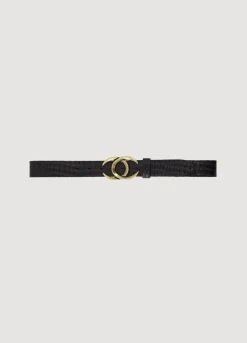 Fashion Summum Crocodile Effect Belt Black