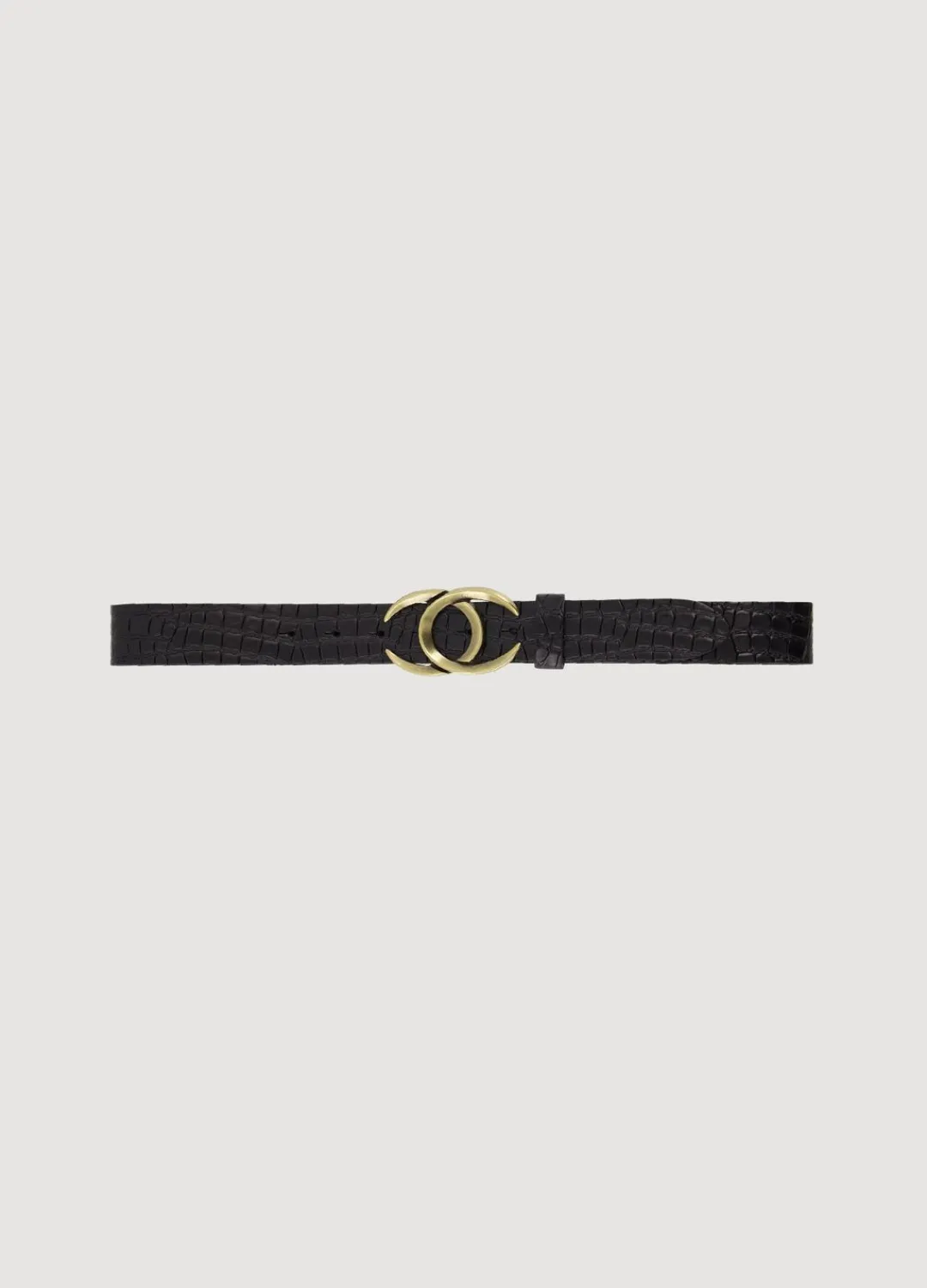 Fashion Summum Crocodile Effect Belt Black