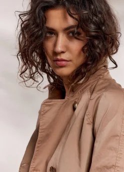 Discount Summum Cropped Trench Coat Brown
