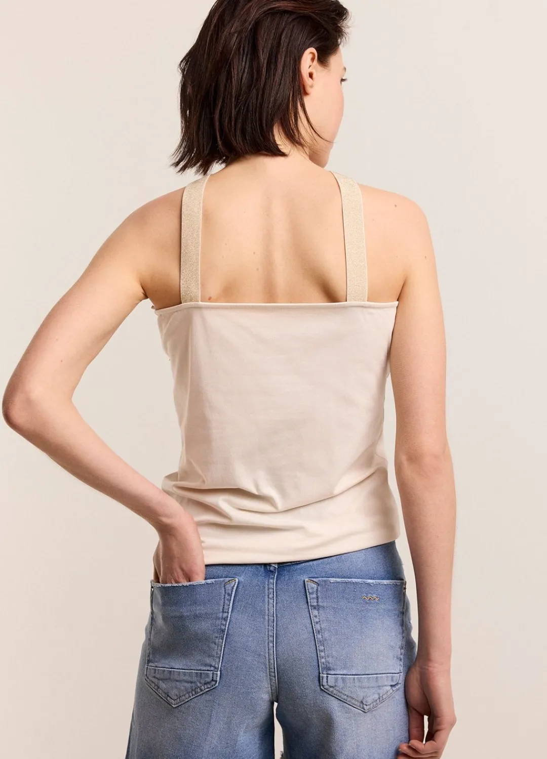 Best Summum Crossed Neckline Singlet Creme