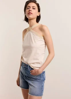 Best Summum Crossed Neckline Singlet Creme