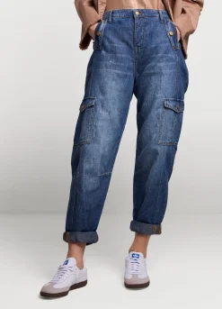 Outlet Summum Denim Cargo Pants Blue