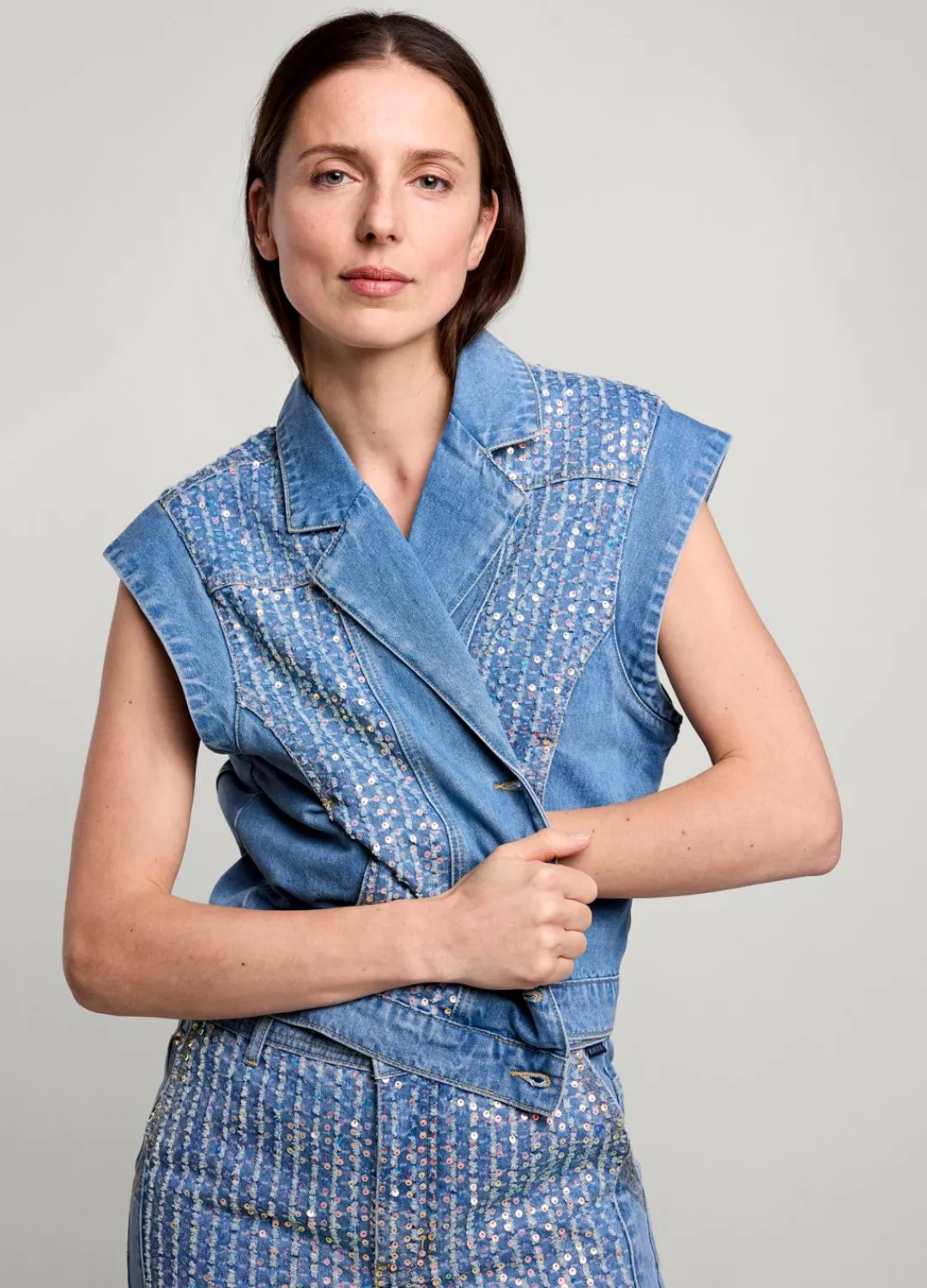 Clearance Summum Denim Gilet Blue