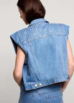 Clearance Summum Denim Gilet Blue