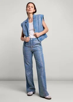 Clearance Summum Denim Gilet Blue