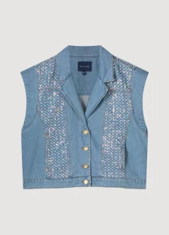 Clearance Summum Denim Gilet Blue