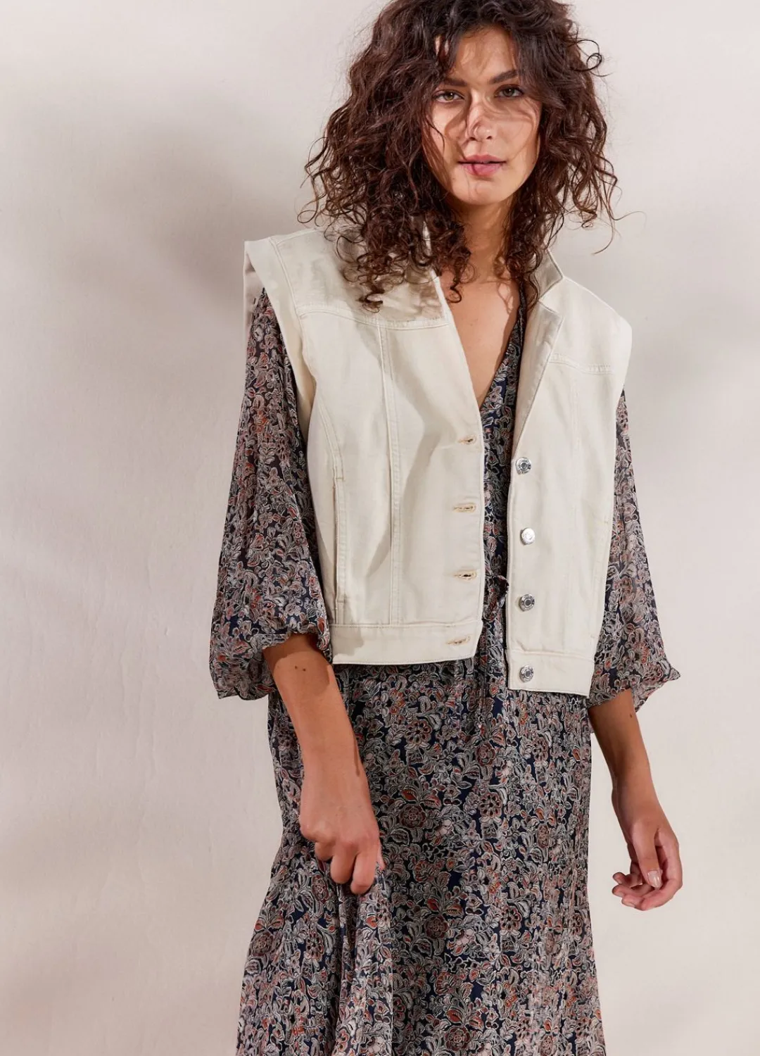 Sale Summum Denim Gilet Creme