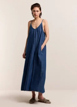 Fashion Summum Denim Slip Dress Blue