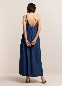 Fashion Summum Denim Slip Dress Blue
