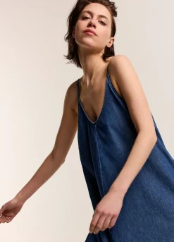 Fashion Summum Denim Slip Dress Blue
