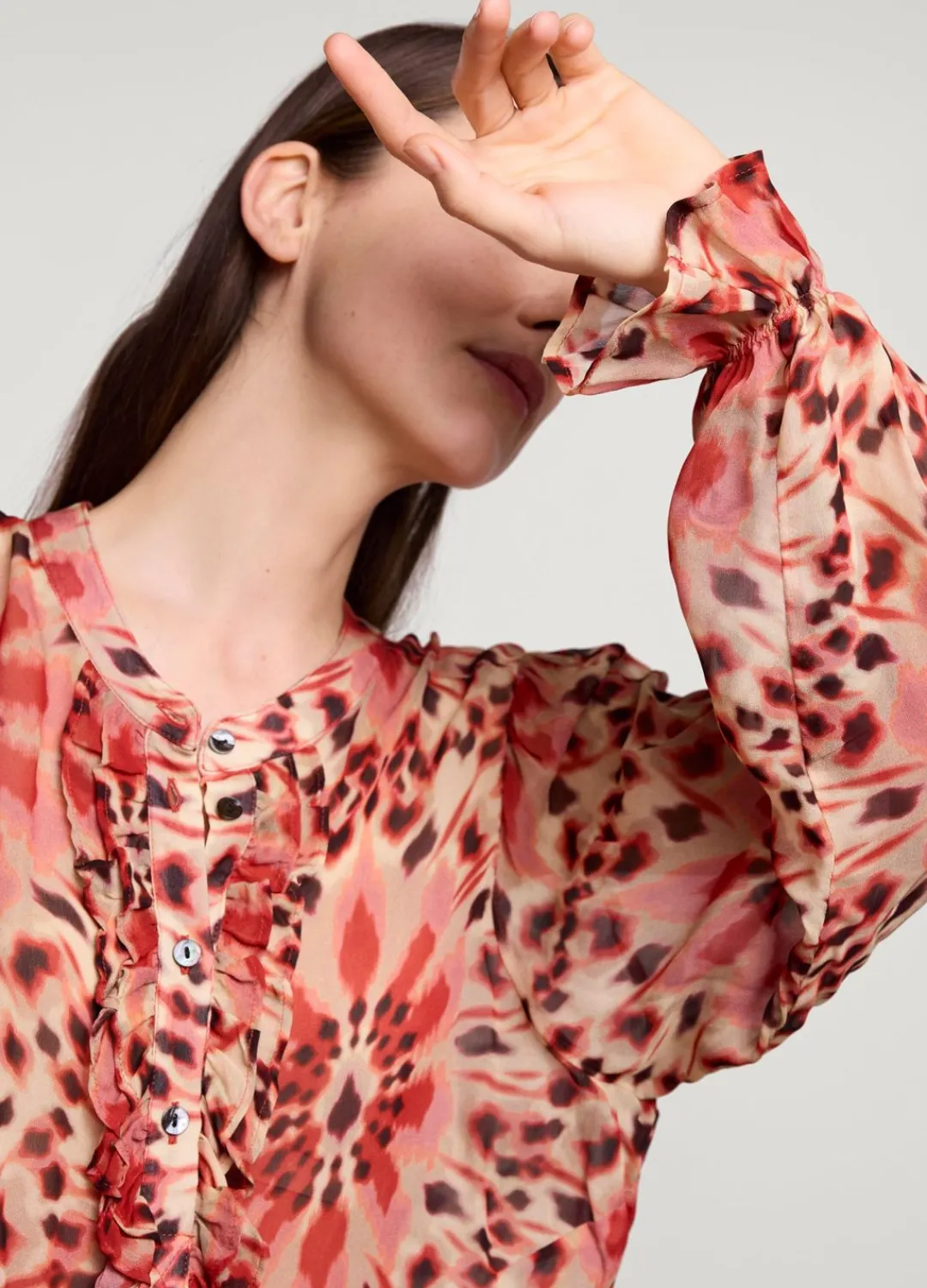 Discount Summum Double Ruffle Top Pink