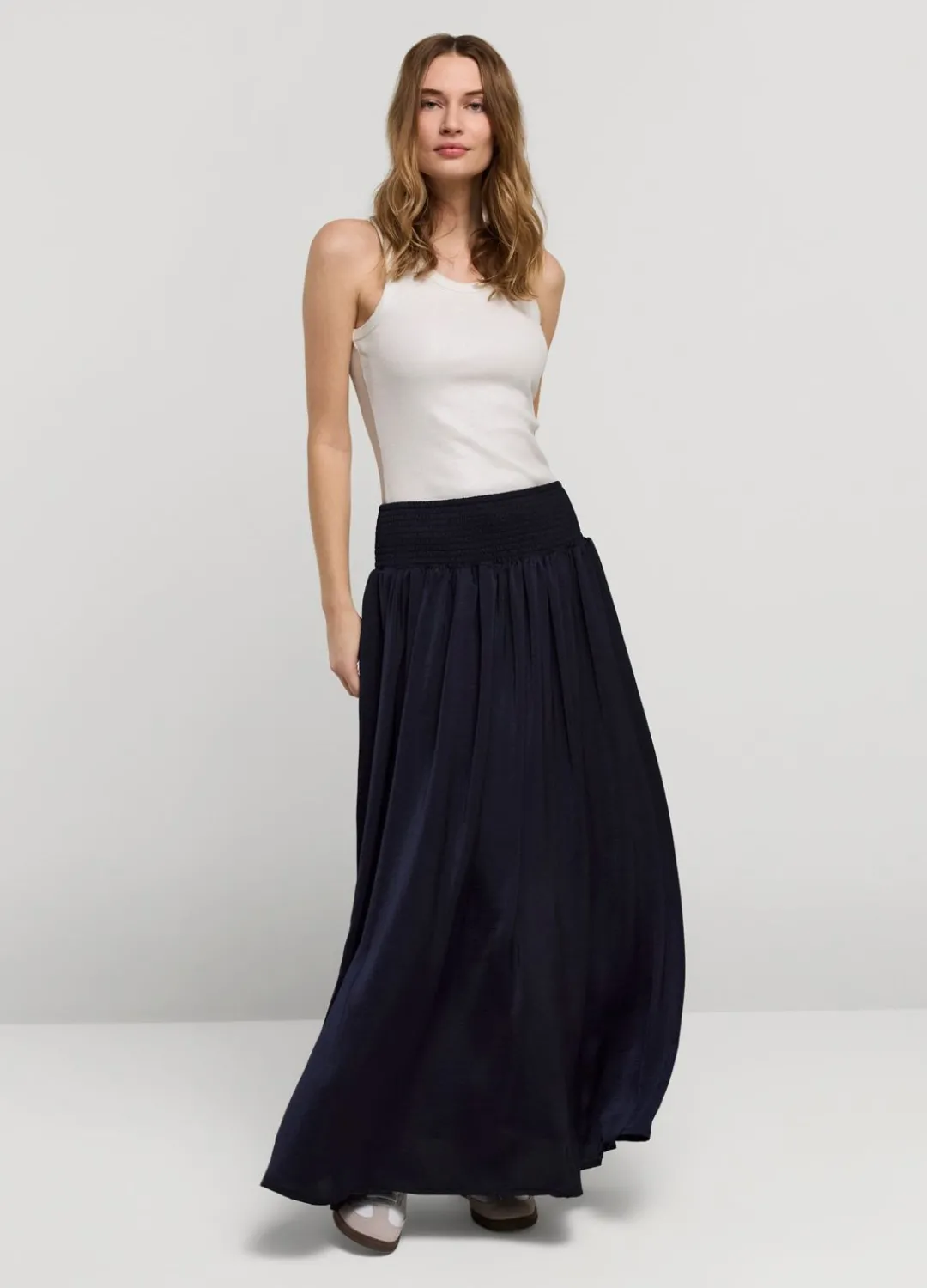 Fashion Summum Drapey Satin Skirt Blue