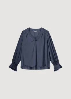 Best Summum Drapey V-Neck Satin Top Blue